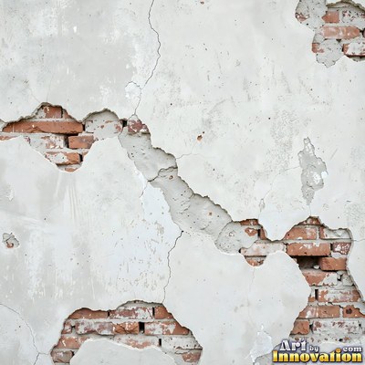 Grungy beige wall splattered with old paint drips, shot flat and even
