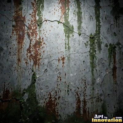 Smoke stained ochre wall with dark soot gradients across the surface