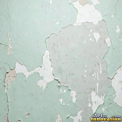 Old blue gray wall built up in layers of patched plaster and paint