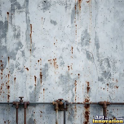 Smoke stained ochre wall with dark soot gradients across the surface