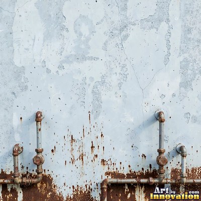 Grungy beige wall splattered with old paint drips, shot flat and even