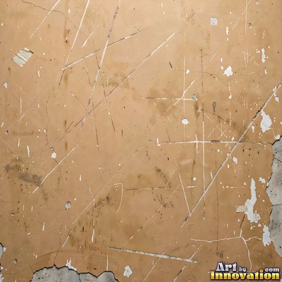 Smoke stained ochre wall with dark soot gradients across the surface