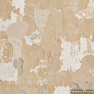 Old blue gray wall built up in layers of patched plaster and paint