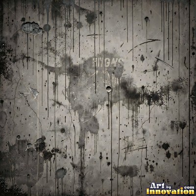 Smoke stained ochre wall with dark soot gradients across the surface