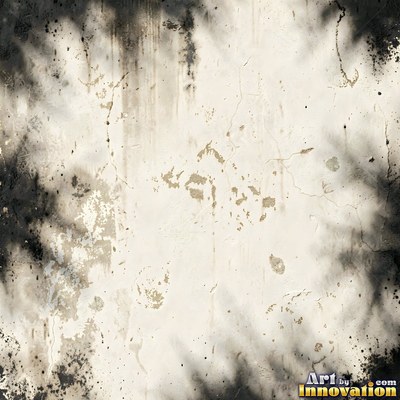 Grungy beige wall splattered with old paint drips, shot flat and even