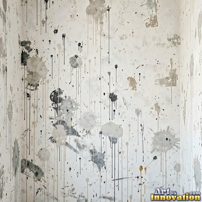 Smoke stained ochre wall with dark soot gradients across the surface