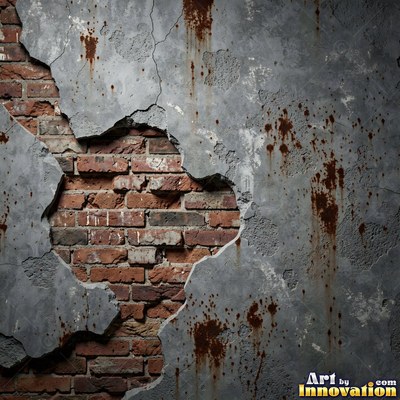 Old blue gray wall built up in layers of patched plaster and paint