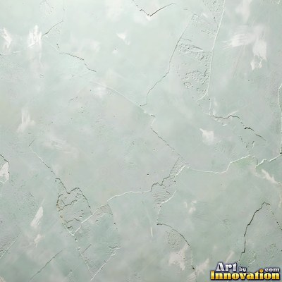 Swirled plaster ceiling pattern of overlapping circles in cool gray
