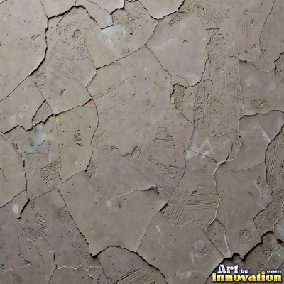 Cracked plaster with fine spidery lines in faded mint green paint