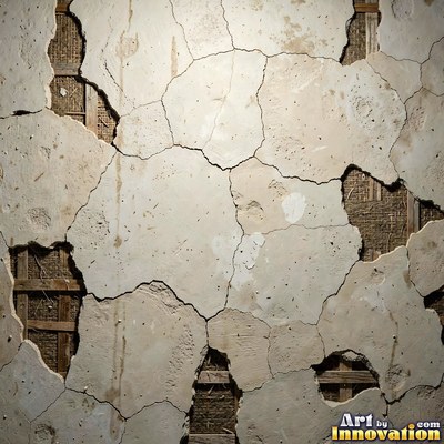 Swirled plaster ceiling pattern of overlapping circles in cool gray