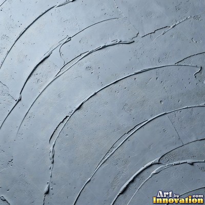 Swirled plaster ceiling pattern of overlapping circles in cool gray