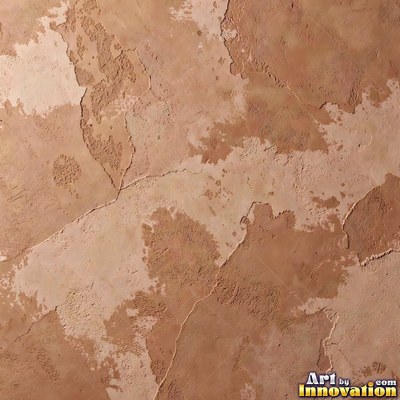 Swirled plaster ceiling pattern of overlapping circles in cool gray