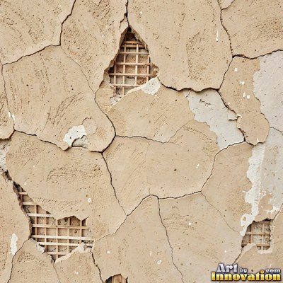 Rough sand textured stucco in warm beige under even front light