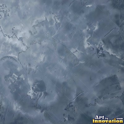 Swirled plaster ceiling pattern of overlapping circles in cool gray