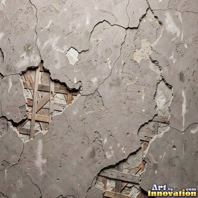 Swirled plaster ceiling pattern of overlapping circles in cool gray