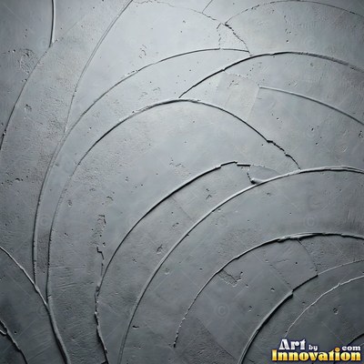 Swirled plaster ceiling pattern of overlapping circles in cool gray
