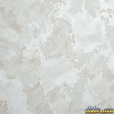 Swirled plaster ceiling pattern of overlapping circles in cool gray
