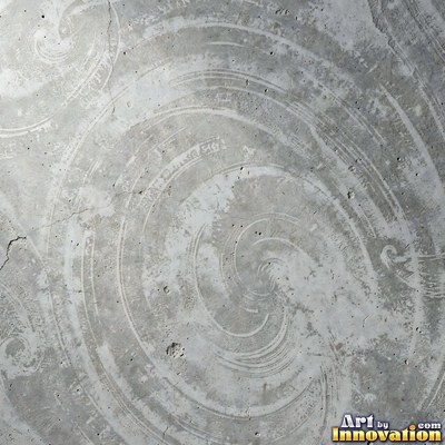 Gray concrete slab with a fine hairline crack running across it