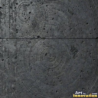Gray concrete slab with a fine hairline crack running across it