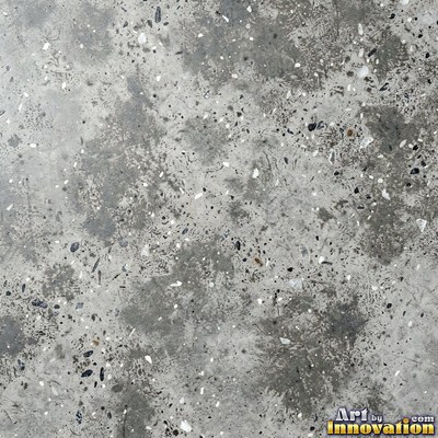 Acid washed concrete with mottled light and dark gray staining
