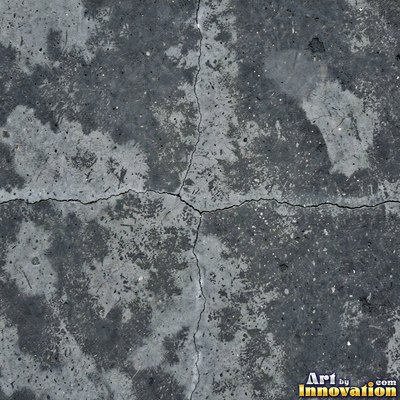 Gray concrete slab with a fine hairline crack running across it