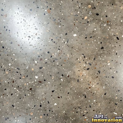 Acid washed concrete with mottled light and dark gray staining
