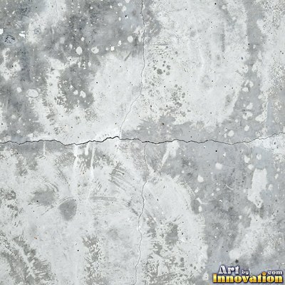 Gray concrete slab with a fine hairline crack running across it