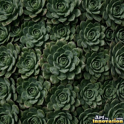 Overlapping fern fronds in dark emerald green filling the whole frame