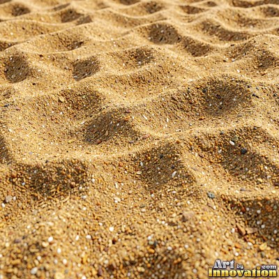 Pink sand marked with small swirls carved by the wind