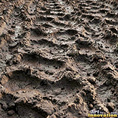 Forest floor soil threaded with tiny roots and twigs