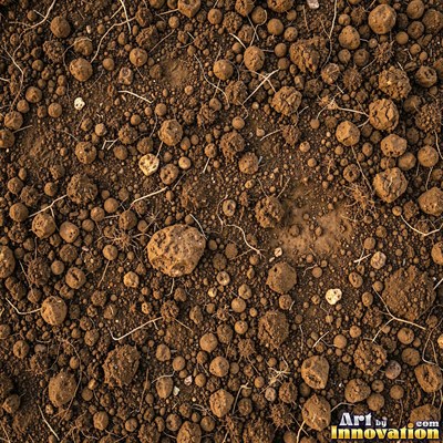 Dry cracked mud broken into polygon shaped plates of clay brown