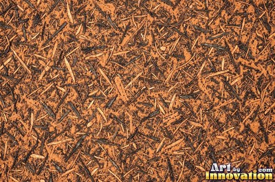 Gravelly copper orange soil scattered with small stones