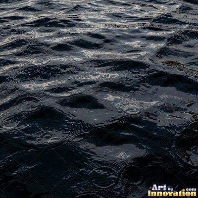 Choppy water surface of many small waves with gold reflections