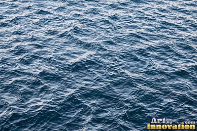 Close wave crest with white foam on inky blue black water