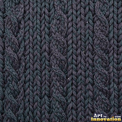 Basket weave knit stitch pattern in teal yarn
