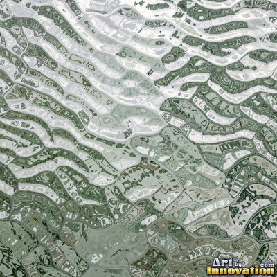 Rippled glass bending the light into soft waves of icy blue