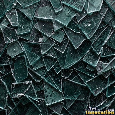 Shattered glass with a spider web of cracks in violet tones