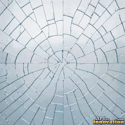 Cracked glass with light catching the fracture edges
