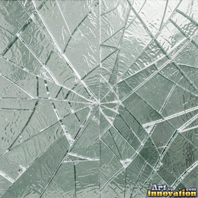 Smoky gray cracked glass laid over a dark background
