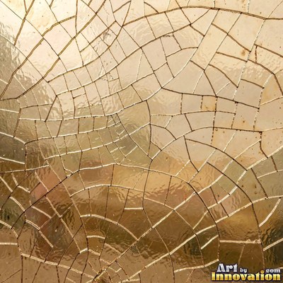 Shattered glass with a spider web of cracks in violet tones