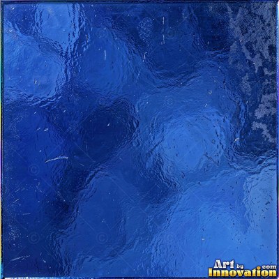 Laminated glass with a web of cracks held together, faint blue tint