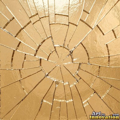 Shattered glass with a spider web of cracks in violet tones