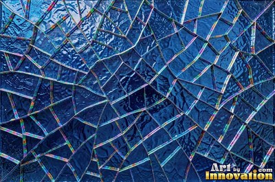 Shattered glass with a spider web of cracks in violet tones