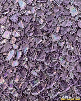 Frosted iridescent glass with soft cobalt color shifts
