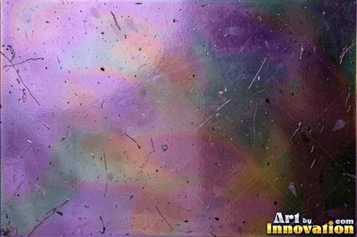 Holographic glass with prismatic reflections in deep ruby red