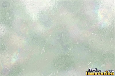 Iridescent glass bubbles packed together in icy blue