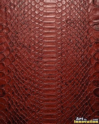 Tooled leather carved with a floral scroll in oxblood red