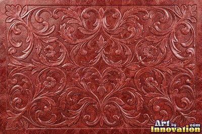 Embossed cognac leather with a fine pebble grain