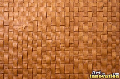 Embossed cognac leather with a fine pebble grain