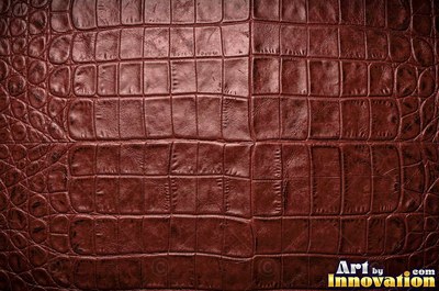 Embossed cognac leather with a fine pebble grain